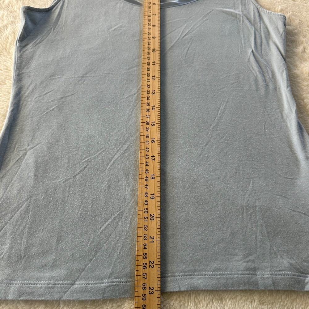 Banana Republic Luxe Touch Tank Top Light Blue Scoop Neck Satin Trim Womens M - Picture 3 of 6